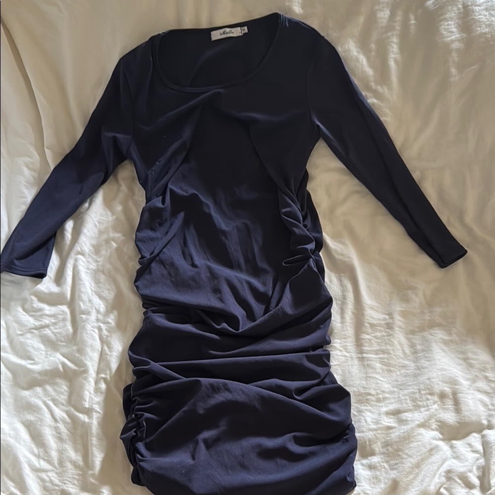 Elegant Navy Blue Women's Maternity Dress